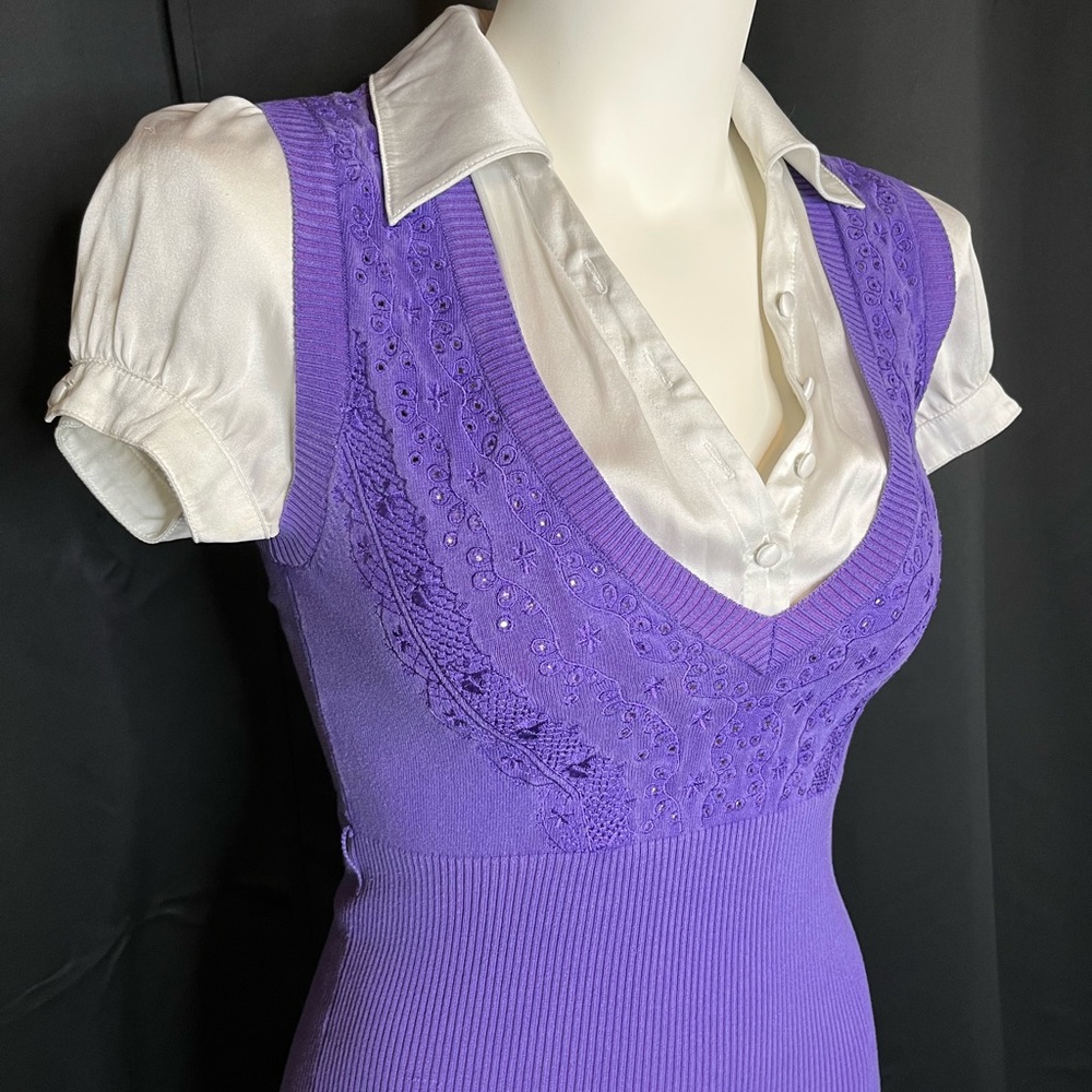 Bebe Vest with Silk Blouse Top